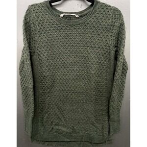 Athleta Sweater XS Green Wool Blend Honeycomb Preppy Old‎ Money Quiet Luxury